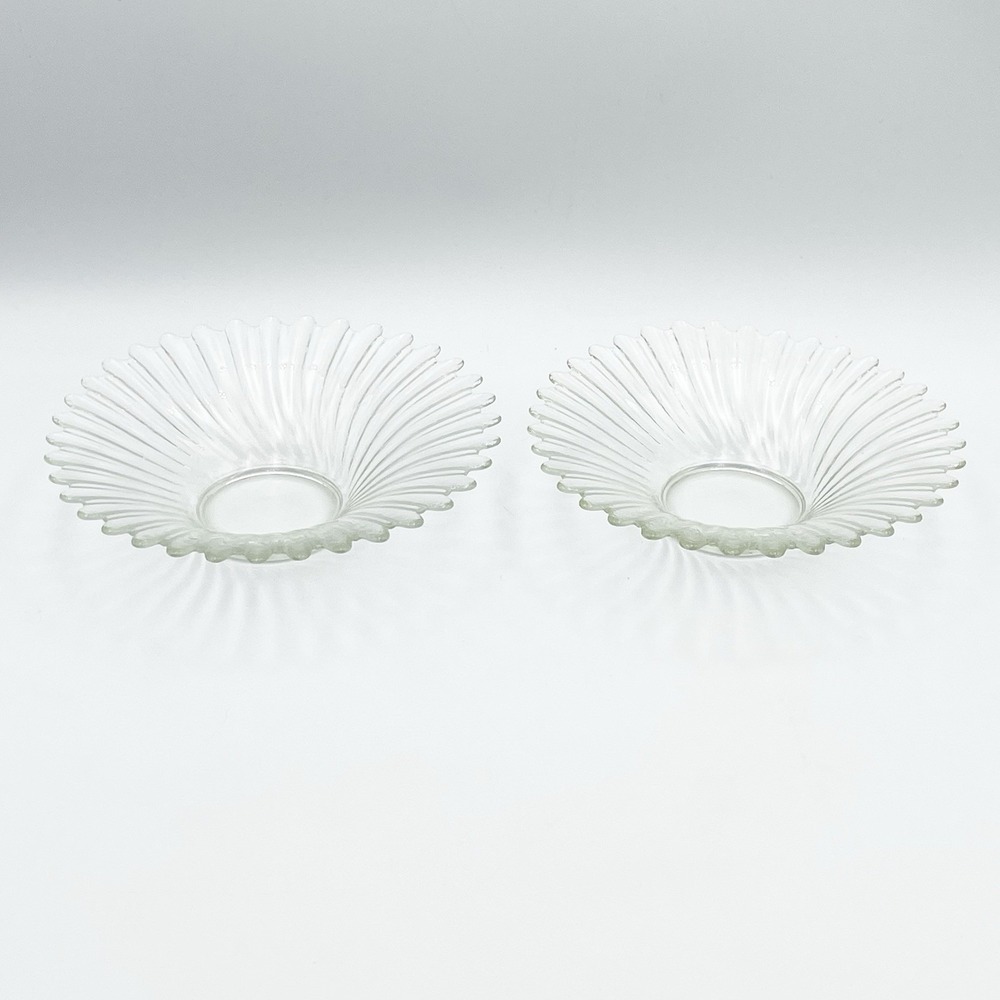 Vintage Clear Swirl Glass Votive Candle Holders Set‎ of 2 5.75"